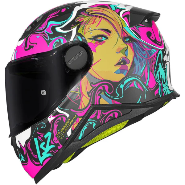 CAPACETE LS2 KID FF812 CYBERG FOSCO ROXO/CYAN